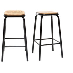 Tabourets de bar empilables noir et bois foncé H65 cm (lot de 2) MEMPHIS