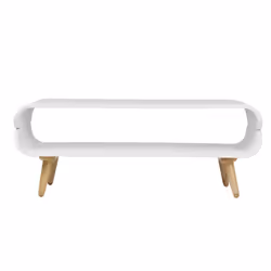 Table basse rectangulaire scandinave blanc et bois clair L118 cm TAKLA