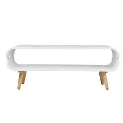 Table basse rectangulaire scandinave blanc et bois clair L118 cm TAKLA