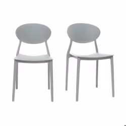 Miliboo - Chaises design empilables gris clair intérieur - extérieur (lot de 2) ANNA