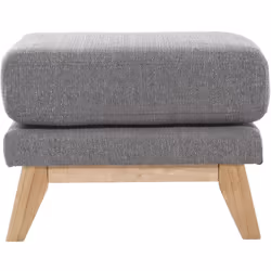 Pouf repose-pieds déhoussable scandinave en tissu gris clair et bois clair OSLO