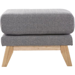 Pouf repose-pieds déhoussable scandinave en tissu gris clair et bois clair OSLO