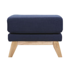 Miliboo - Pouf repose-pieds déhoussable scandinave en tissu bleu foncé et bois clair OSLO