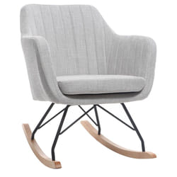 Rocking chair scandinave en tissu gris clair, métal noir et bois clair ALEYNA