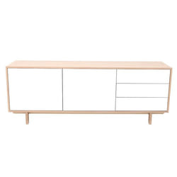 Buffet scandinave bois et blanc 2 portes 3 tiroirs L195cm SID