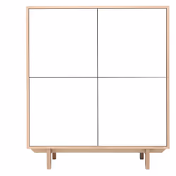 Buffet haut scandinave bois et blanc 4 portes L110 cm SID