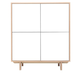Buffet haut scandinave bois et blanc  4 portes L110 cm SID