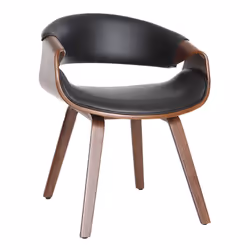 Fauteuil design noir et bois foncé noyer ARAMIS