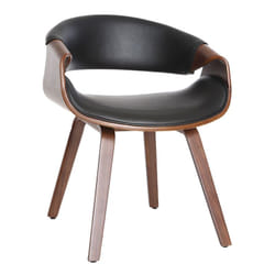 Fauteuil design noir et bois foncé noyer ARAMIS