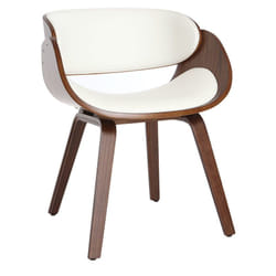 Chaise design blanc et bois foncé noyer bent