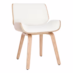 Un look scandi-rétro pour la chaise RUBBENS ! Mélange de courbes et de lignes franches, cette chaise blanche et bois clair es ...