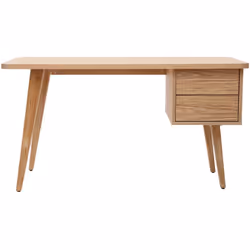 Bureau avec rangements 2 tiroirs scandinave bois clair chêne L140 cm FIFTIES