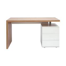Miliboo - Bureau avec rangements 3 tiroirs design bois clair chêne et blanc L140 cm CALIX
