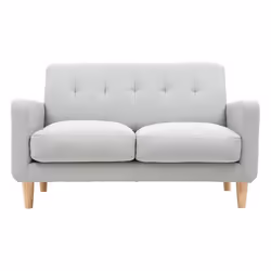 Canapé scandinave 2 places en tissu gris clair et bois clair LUNA