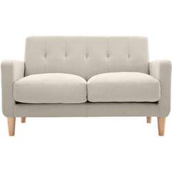 Canapé scandinave 2 places en tissu beige et bois clair LUNA