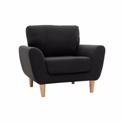 Fauteuil scandinave en tissu gris anthracite et bois clair ALICE