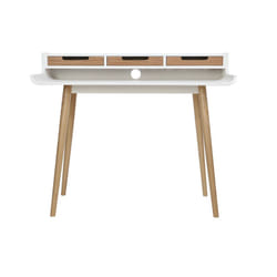 Bureau avec rangements scandinave bois clair et blanc L110 cm OPUS