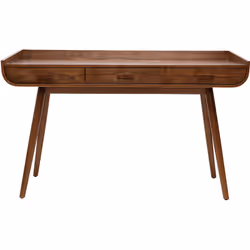 Bureau avec rangements 3 tiroirs vintage bois foncé noyer L132 cm HALLEN
