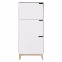 Meuble de rangement haut blanc et bois clair 3 portes L60 cm LEENA