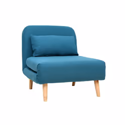 Fauteuil scandinave convertible en tissu bleu canard AMIKO