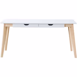 Bureau avec rangements 2 tiroirs scandinave blanc et bois clair L160 LEENA