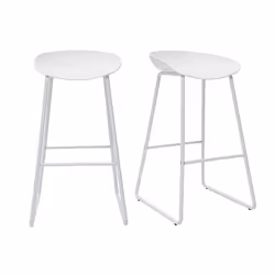 Tabourets de bar design blancs H75 cm (lot de 2) PEBBLE