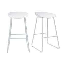 Tabourets de bar design blancs H75 cm  (lot de 2) PEBBLE