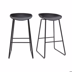 Tabourets de bar design noirs H75 cm (lot de 2) PEBBLE