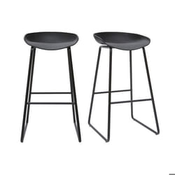 Tabourets de bar design noirs H75 cm (lot de 2) PEBBLE
