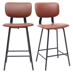 Tabourets de bar vintage marron clair avec pieds métal 65 cm (lot de 2) LAB