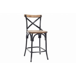 Miliboo - Tabouret de bar industriel en bois et métal vieilli noir 65 cm jake