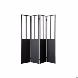 Miliboo - Verrière atelier paravent industriel en métal noir et verre 4 vantaux L160 cm RACK