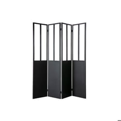 Miliboo - Verrière atelier paravent industriel en métal noir et verre 4 vantaux L160 cm RACK