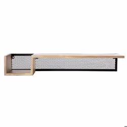 Étagère murale industrielle en bois manguier massif et métal noir L90 cm RACK