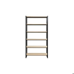 Bibliothèque industrielle ouverte en bois clair et métal noir L100 cm ARISTOTE