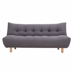 Canapé convertible scandinave 3 places en tissu gris foncé et bois clair YUMI
