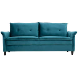 Canapé design 3 places en tissu velours bleu pétrole cliff