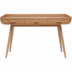 Bureau avec rangements 3 tiroirs scandinave bois clair L132 cm HALLEN