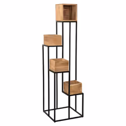 Support de plantes en bois massif et métal noir L43 cm PIANO