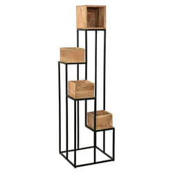 Support de plantes en bois massif et métal noir L43 cm PIANO