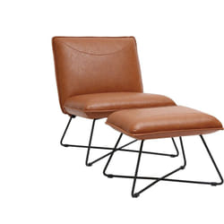 Fauteuil avec repose pied vintage marron PHILO
