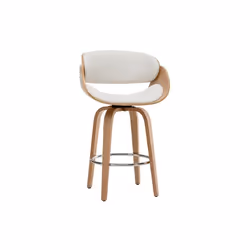 Tabouret de bar pivotant blanc et bois clair 65 cm BENT