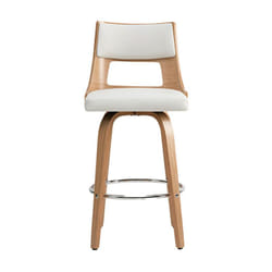Tabouret de bar scandinave pivotant blanc et bois clair garbo