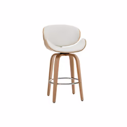 Tabouret de bar pivotant blanc et bois clair 65 cm WALNUT