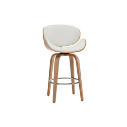 Tabouret de bar pivotant blanc et bois clair 65 cm WALNUT