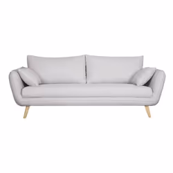 Canapé scandinave 3 places en tissu gris clair chiné et bois clair CREEP