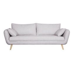 Canapé scandinave 3 places en tissu gris clair chiné et bois clair CREEP