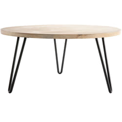 Miliboo - Table basse ronde bois manguier massif et métal noir D80 cm vibes
