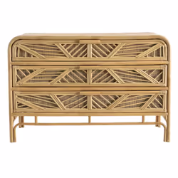 Commode vintage en rotin 3 tiroirs L120 cm GALON
