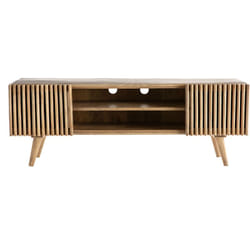 Meuble TV bois manguier massif avec portes coulissantes L140 cm ALBA